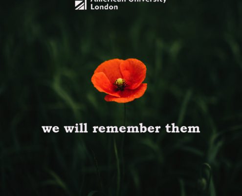 The red flower displays white text.