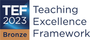 The image displays the logo for the Teaching Excellence Framework (TEF) 2023, indicating a Bronze rating, typically related to higher education standards in the UK.
