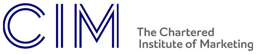 The image shows the logo of The Chartered Institute of Marketing (CIM), featuring bold letters "CIM" alongside the full name of the organization.