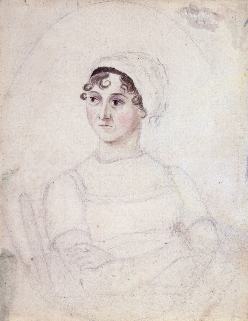A sketched portrait of a person with curly hair, wearing a cap, depicted with arms crossed, on a plain background.