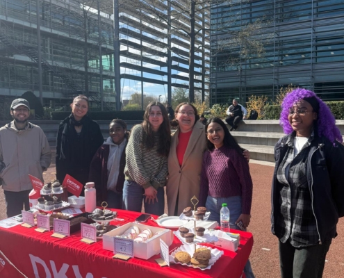 Service Learning students at Chiswick Park Plaza with the DKMS baking against cancer campaign